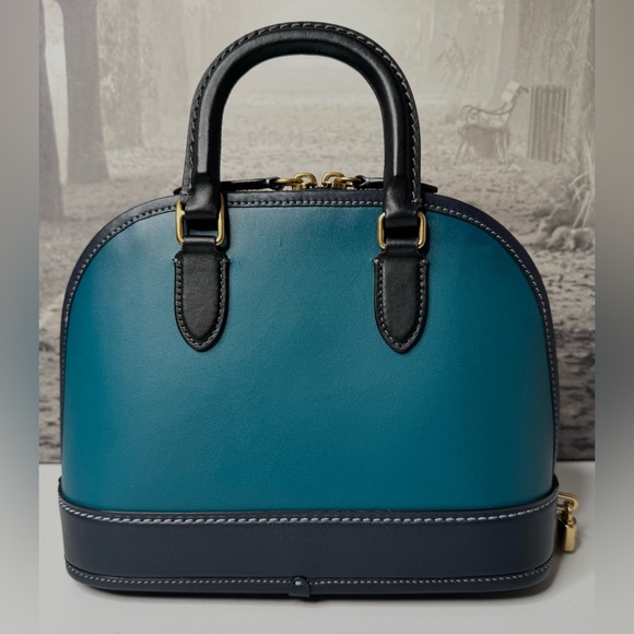 EUC Coach Revel Bag in Colorblock Glovetanned Leather Dark Turqouise CC412 - Picture 9 of 15